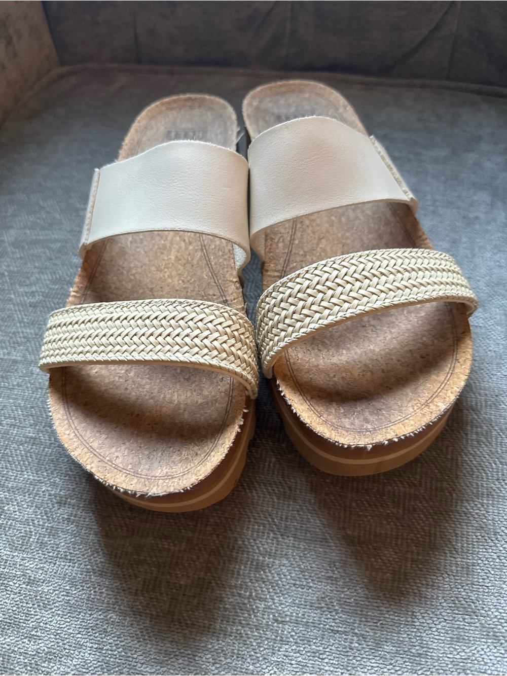 Reef Women’s Cream Braided Two‑Band Slide Sandals